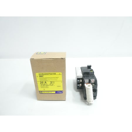 Square D Miniature Circuit Breaker, QOB Series, 20A, 2 Pole, 120/240V AC, 10kA at 120/240V AC QOB220EPD2100